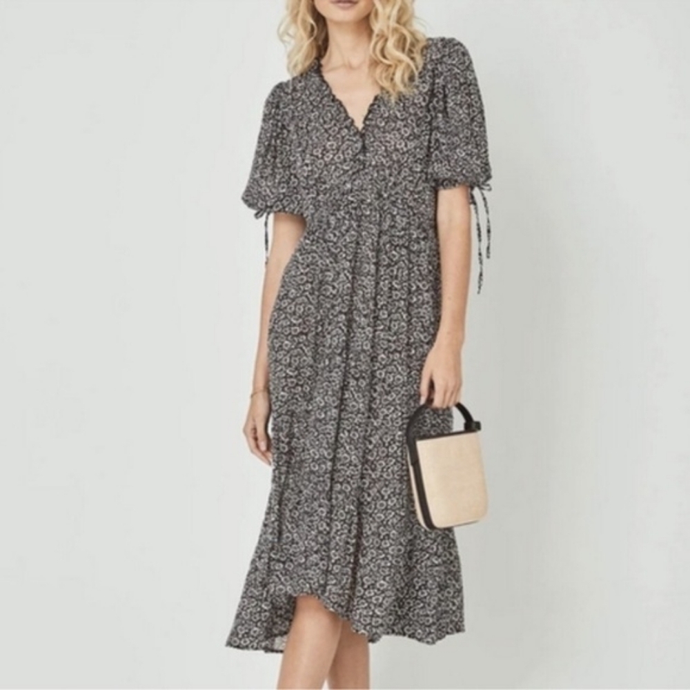 AUGUSTE The Label Marlowe Rye Midi Dress Charcoal  US 8 - Picture 11 of 14